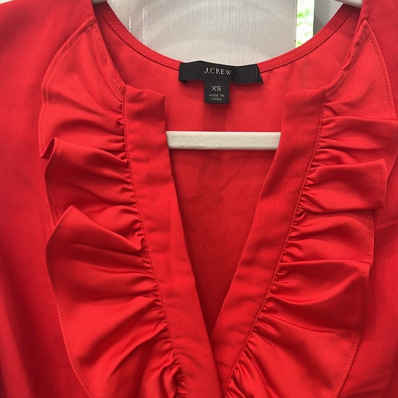 J. Crew Red Ruffle Blouse - Picture 2 of 4
